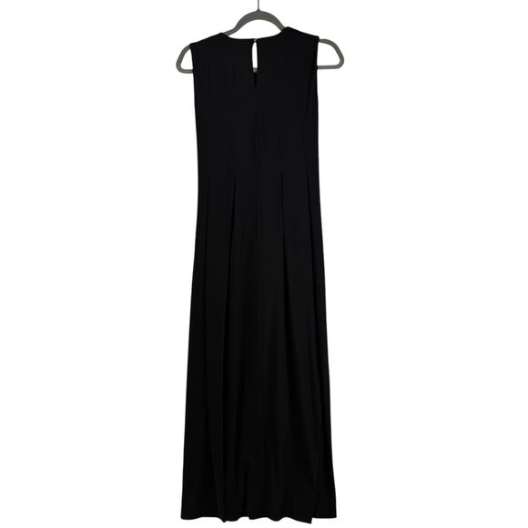 J McLaughlin Clive Midi Dress Size XS Black Sleeveless Pleated Pocket Waist Tie - Picture 2 of 12
